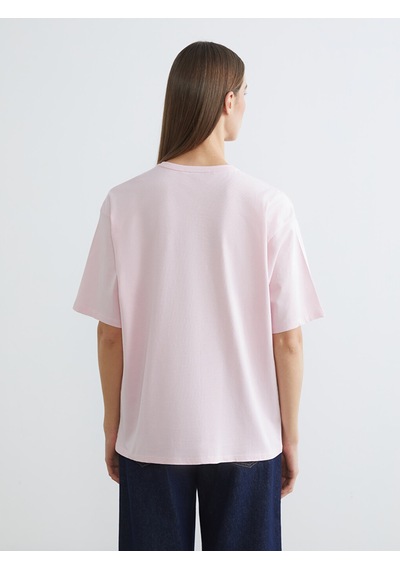 Lc Waikiki Lc Waıkıkı Pembe Oversize %100 Pamuklu Kadın Tişört