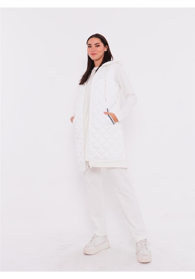 Bwest Minimal Kapitoneli Yelekli Spor Üçlü Takım - 70060 - Krem-27 Krem
