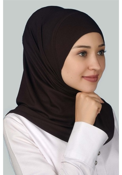 Altobeh Hazır Türban Pratik Eşarp Tesettür Hijab - Namaz Örtüsü -Koyu Kahverengi