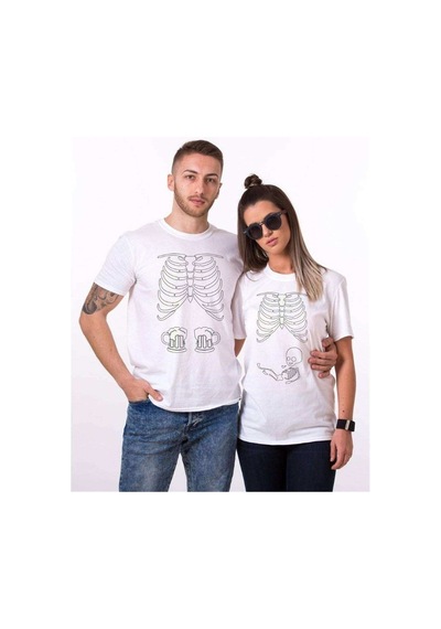 Tshirthane Kaburga Iskelet Sevgili Kombinleri Tshirt Kombini Beyaz
