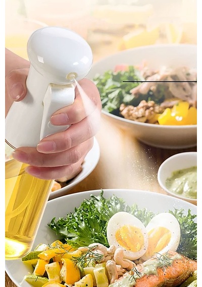 Püskürtmeli Cam Şişe Sprey Şişesi Yağ Şişesi Zeytinyağı Limon Püskürtücü Yağdanlık 200 Ml Beyaz