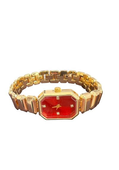 Gold Çelik Saat Yeni Model Bordo Renk