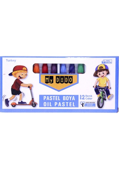 My Dido Pastel Boya Karton Kutu Köşeli 12 Renk My622 Çok Renkli