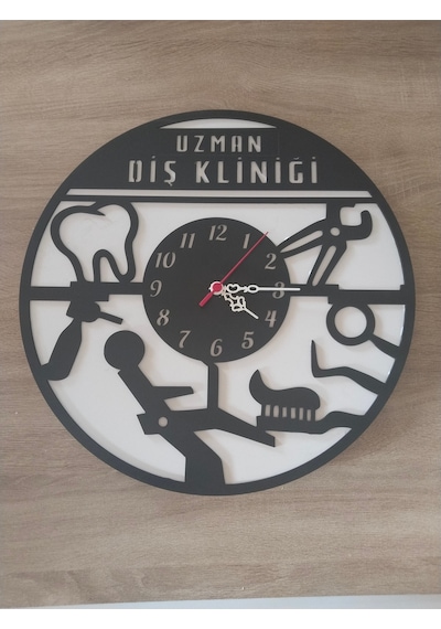 Diş Kliniği Ve Dış Hekimi İçin Duvar Saati Kişiye Özel Siyah
