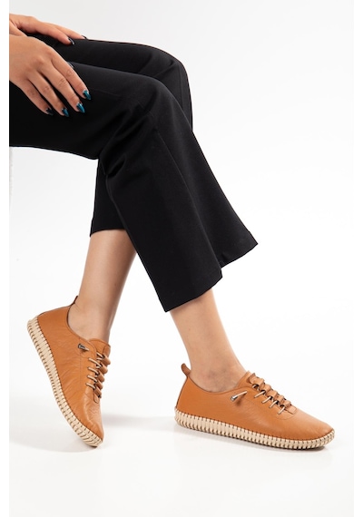 Suins Ramia Model Hakiki Deri Yumuşak Kadın Günlük Spor Ayakkabı Sneaker Taba