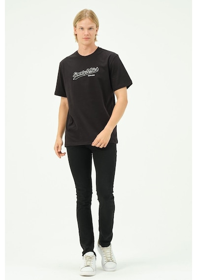 Rich Erkek Nakış Baskılı Spor Oversize Tişört Tshirt. SIYAH
