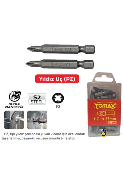 Tomax Pz1 X 25 Mm Bits Uç 20 Adet