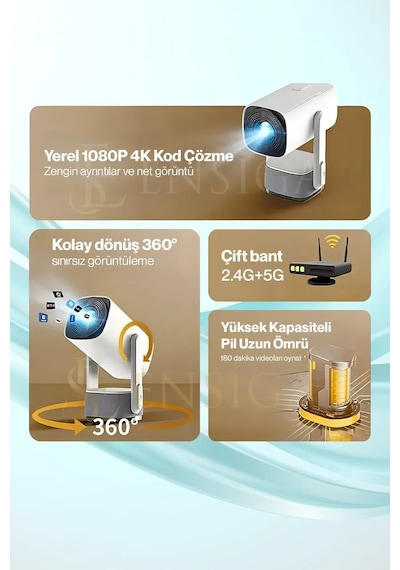 Şarjlı, Taşınabilir 4k Projektör