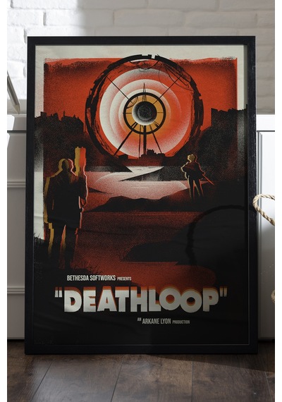 Deathloop Siyah Ahşap Çerçeveli Poster, Dekoratif Oyun Duvar Tablosu