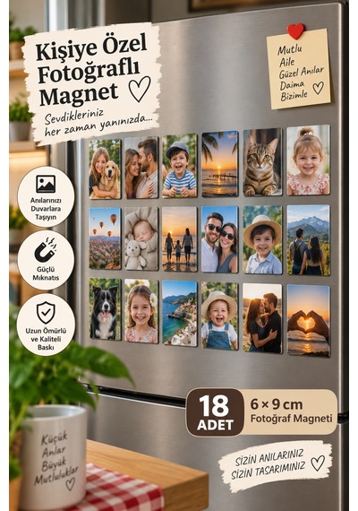 Kişiye Özel Fotoğraflı Magnet 18 Adet 6 9 Cm Sürpriz Hediyeli