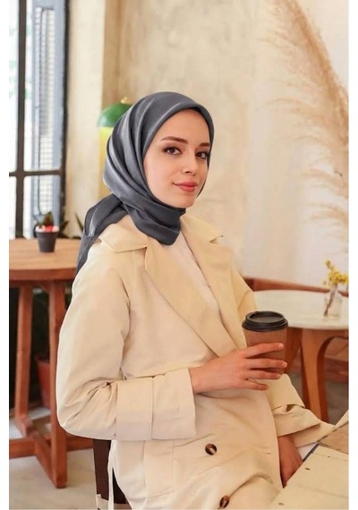 ALDAIYR Reyon Eşarp Saten Dokulu 95x95 Füme1908