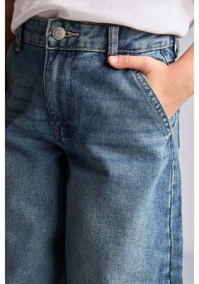 Defacto %100 Pamuk Baggy Fıt Jean Pantolon Kız Çocuk H6244a826aunm28 Mavi-nm28