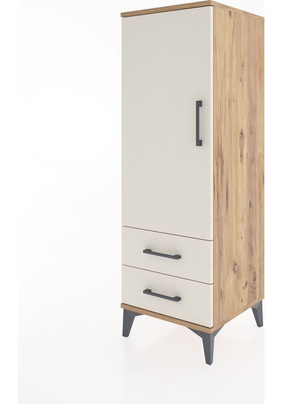 Hyperion Dolap 3 Raflı 2 Çekmeceli Tek Kapaklı 44x44x134 Çam-... Çam