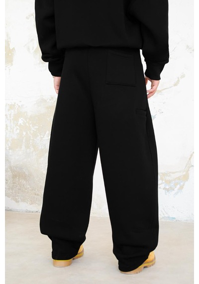 Siyah Cozy Basic Pileli Baggy Eşofman Siyah