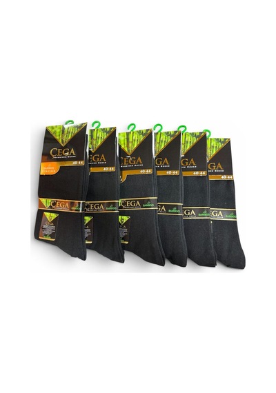 Çega Socks Dikişsiz Erkek Bambu Çorap Kokulu 12'li Siyah Siyah