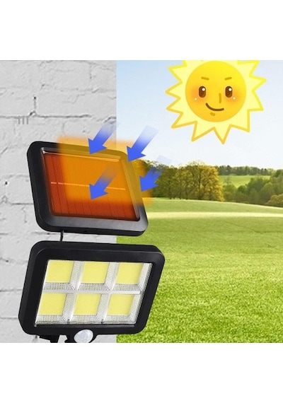 120 Cob Led Solar Panelli 3 Modlu Duvar Lambası Renk