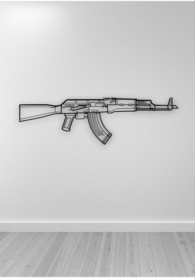 Ak-47 Desenli Siyah Metal Duvar Süsü