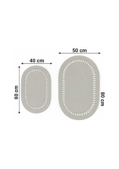 Mavaux Terra 4 Lü Banyo Seti 2 Li Oval Paspas & 2 Li Oval Sepet, Doğal Halat Dokuma, El Yapımı - Premium Gri