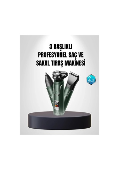 3d Akıllı Kesim Teknolojili Şarjlı Tıraş Seti 3 Başlıklı, Paslanmaz Çelik Bıçaklı Standart