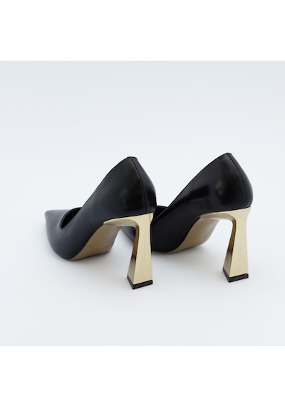 Beta Kapalı Sivri Burun 8cm Kalın Topuk Abiye Stiletto Topuklu Ayakkabı 001