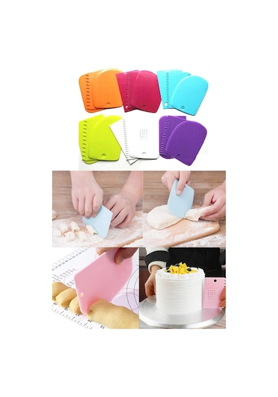 Qniay 3lü Set Hamur Kesme Ve Kazıma Aparatı Hamur Pasta Börek Kek Çörek Şekillendirici Kesici Kazıyıcı Set Diğer