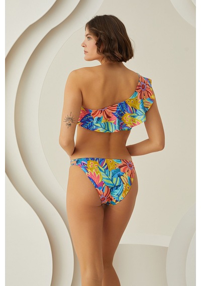 Loya Kadın Renkli Fresh Flower Tek Omuz Tek Üst Bikini Çok Renkli