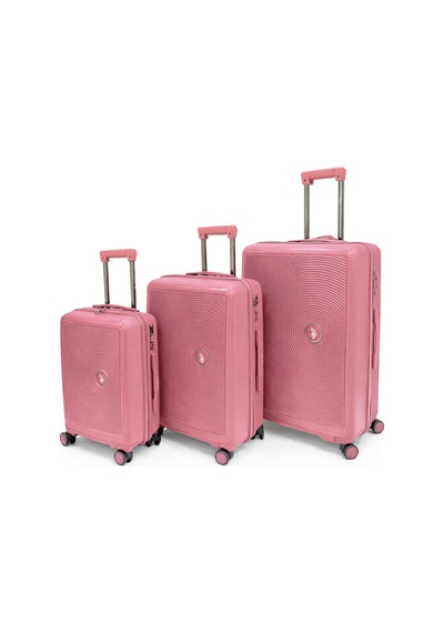 U.S. Polo Assn. 3'lü Valiz Seti %100 Polipropilen Valiz 4x2 Teker Pembe 26040 Pembe