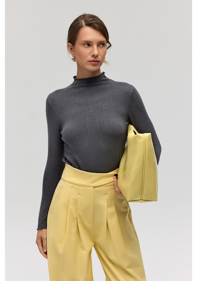 Mai Collection Mai Studios Co. Serina Balıkçı Yaka Antrasit İnce Triko Antrasit
