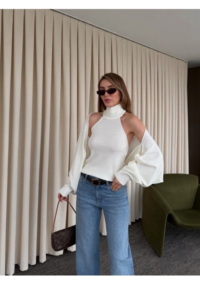 Laluvia Ekru Triko Bolero Takım - 601117 Ekru