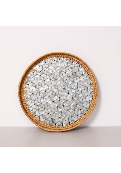 Abstract 35x3 Cm Sedefli Rattan Tepsi & Duvar Dekoru Mix