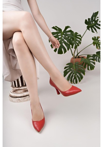 Nesilshoes Nesil Shoes Özma 499 Kırmızı Topuklu Kadın Stiletto