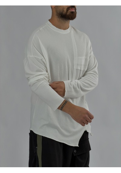 Cocopelli Asimetrik Dikişli Beyaz Erkek Sweatshirt Coc3456