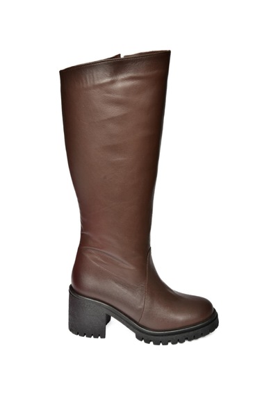 Fox Shoes R654047703 Kahverengi Hakiki Deri Kalın Topuklu Kadın Çizme Kahverengi