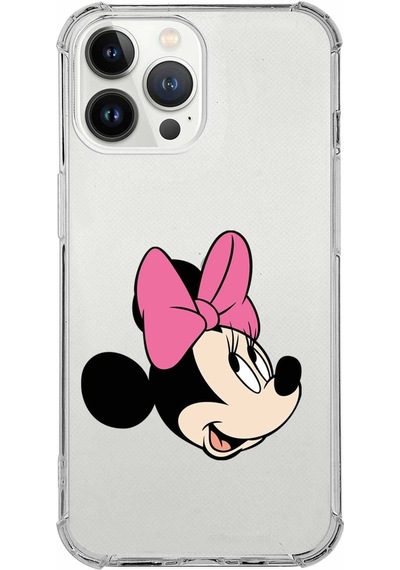 Apple Uyumlu iPhone 13 Pro  Köşe Korumalı Antişok Kapak Minnie Mouse Tasarımlı Şeffaf Kılıf