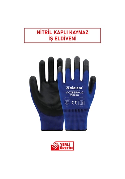 Viozebra 2511 Nitril Kaplı İş Eldiveni Yağ Tutmaz, Kaymaz Ve Nefes Alabilir Tasarım