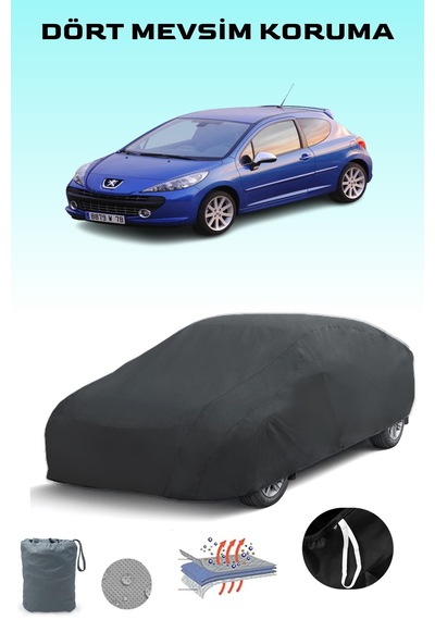 Siyah Peugeot 207 Rc 2007 - 2009 Araba Brandası, Oto Örtüsü, Araba Çadırı Siyah