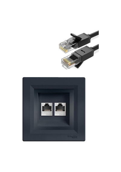 SCH ASFORA PLUS ANTRASIT 2XRJ45 CAT.6 UTP