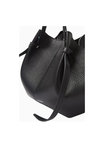 Yuzefi Small Mochi Siyah, Grained Deri Lüks Tote Ve Ayarlanabilir Omuz Çantası