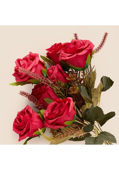 Deco Gül 7'li Dal Çiçek - Kırmızı - 43 Cm Çok Renkli
