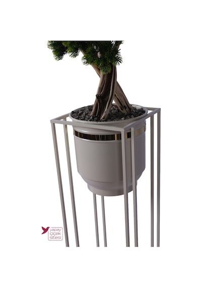 Yapay Çiçek Sitesi Metal Sütun Saksıda Yapay Bonsai Ağacı 180 Cm Salon Dekorasyonu Yeşil