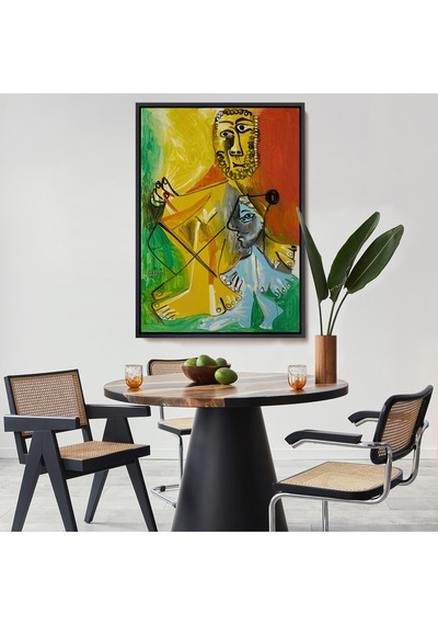 Ahşap Çerçeveli Pablo Picasso - Adam Ve Çocuk Tablosu - Homme Et Enfant-7328