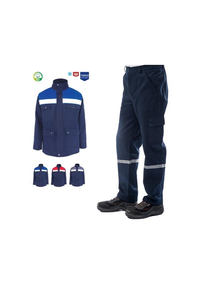Kışlık İş Takımı Çok Cepli Reflektörlü Mont 4111 Ve 7/7 İş Pantolonu 2958 Lacivert Renk Yüzde Yüz Pamuk
