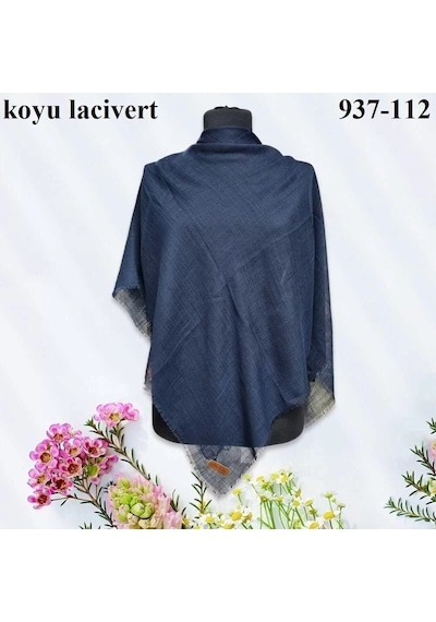 Soft İpek Düz Renk Flamlı Pamuk Eşarp K.lacivert 937-112 Çok Renkli