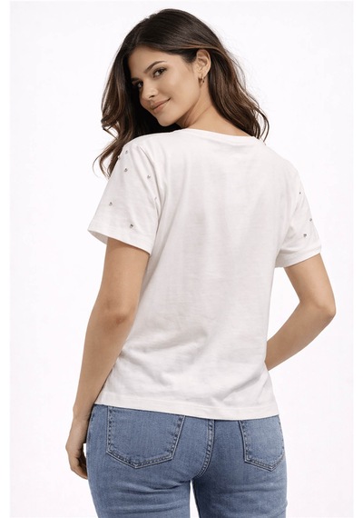 Fashion Friends Taş Detaylı Beyaz Kadın Bluz 26y0104k1
