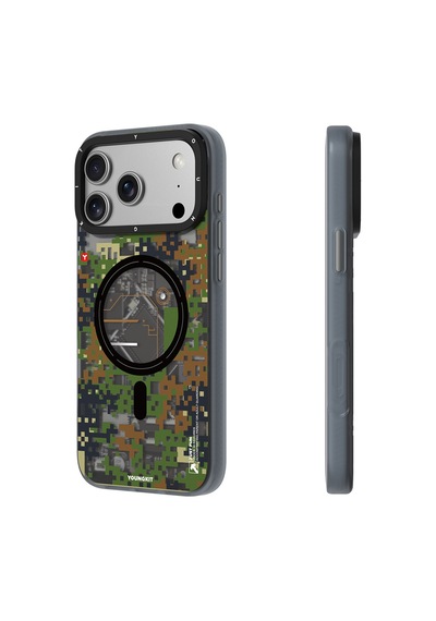Apple Uyumlu iPhone 17 Pro Max  Kılıf M-safe Şarj Özellikli Youngkit Camouflage Sykell Serisi Kapak Yeşil Yeşil