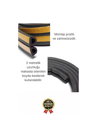 Güçlü Kendinden Yapışkanlı Kapı Pencere Soğuk Hava Geçirmez Yalıtım İzolasyon Siyah Fitil 2 Metre Diğer