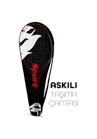 3lü Set Deluxe 21 İnç Çocuk Genç Tenis Raketi Seti Çantalı Çocuk Tennis L2 Grip 53 Cm Kırmızı 670