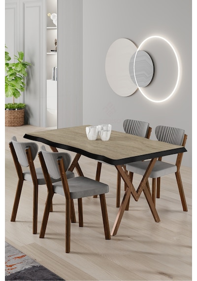 Canisa Akort Serisi Mdf Sabit 80x130 Traverten Mutfak Masa Takımı 4 Gri Sandalye Traverten Masa Gri Sandalye Canisa Akort Serisi Mdf Sabit 80x130 Traverten Mutfak Masa Takımı 4 Gri Sandalye Traverten Masa Gri Sandalye