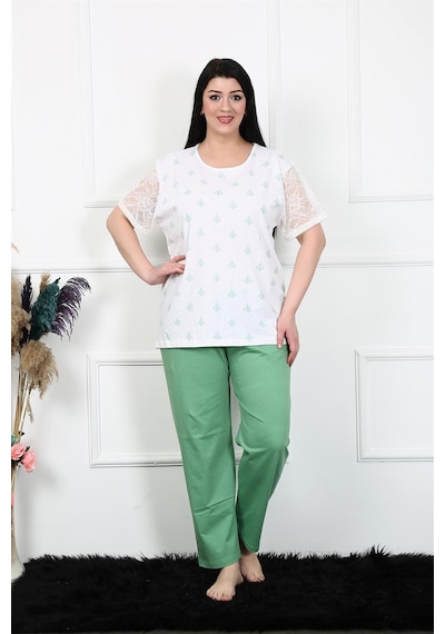 Akbeniz Kadın 5xl-6xl-7xl-8xl Büyük Beden Kısa Kol Pijama Takım 75001-beyaz Beyaz Akbeniz Kadın 5xl-6xl-7xl-8xl Büyük Beden Kısa Kol Pijama Takım 75001-beyaz Beyaz