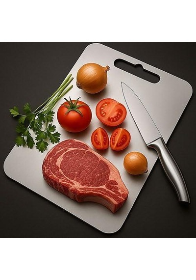 Kosova Health Serisi 404 Çelik Alışımlı 27 X 21 Cm Kesme Tahtası Gri
